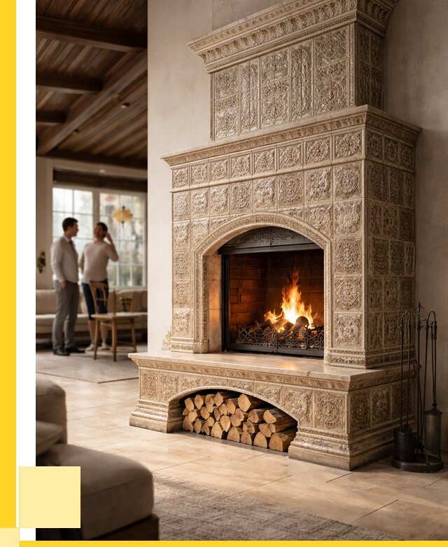 Купить изразцовый камин в Кандалакше от 252575 р. | ЭриданКнд