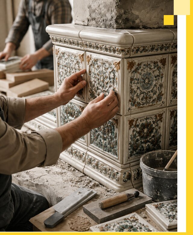 Изразцовые камины под ключ в Кандалакше: проект и монтаж