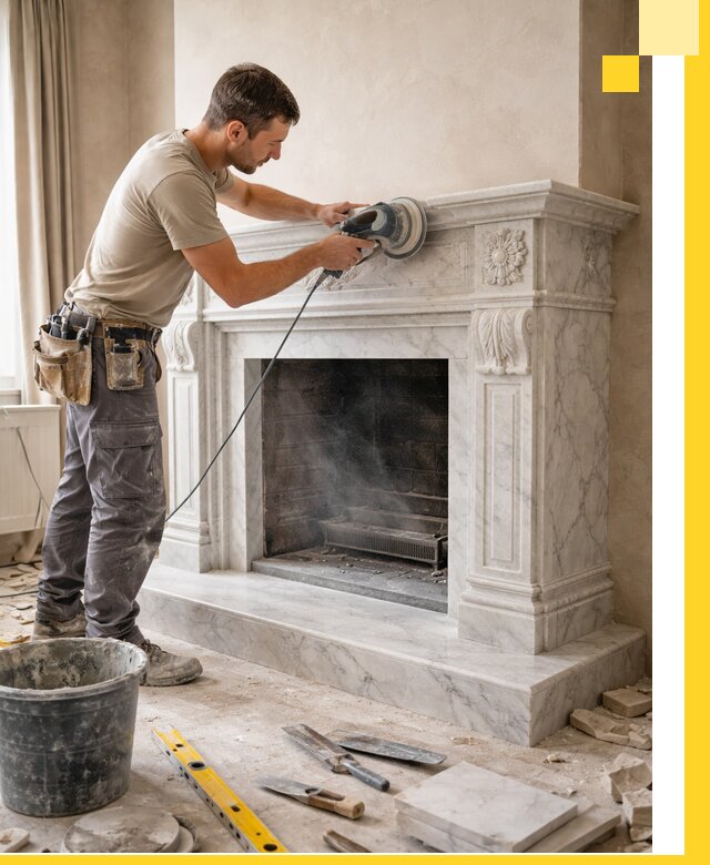 Изготовление и установка мраморных каминов в Кандалакше под ключ