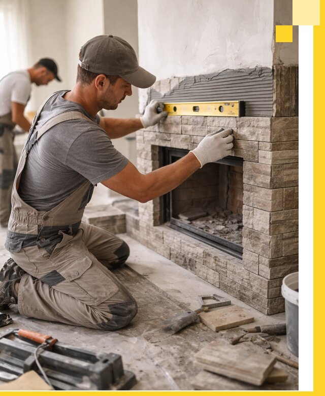 Облицовка каминов в Кандалакше, монтаж и отделка натуральным камнем