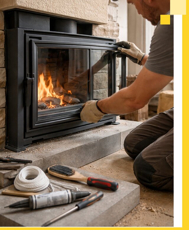 Производство, монтаж и доставка каминов со стеклом в Кандалакше