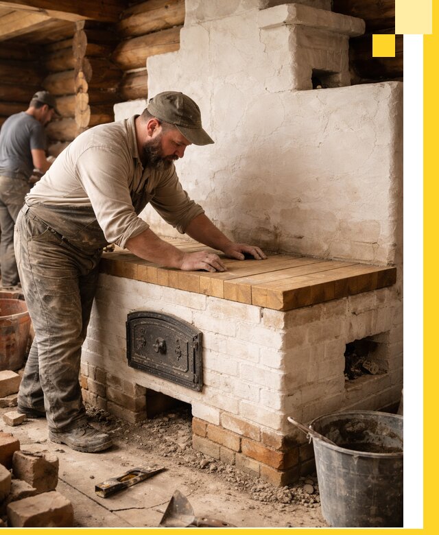 Проектирование и установка русской печи с лежанкой в Кандалакше