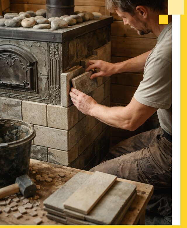 Облицовка банных печей в Кандалакше профессиональная отделка