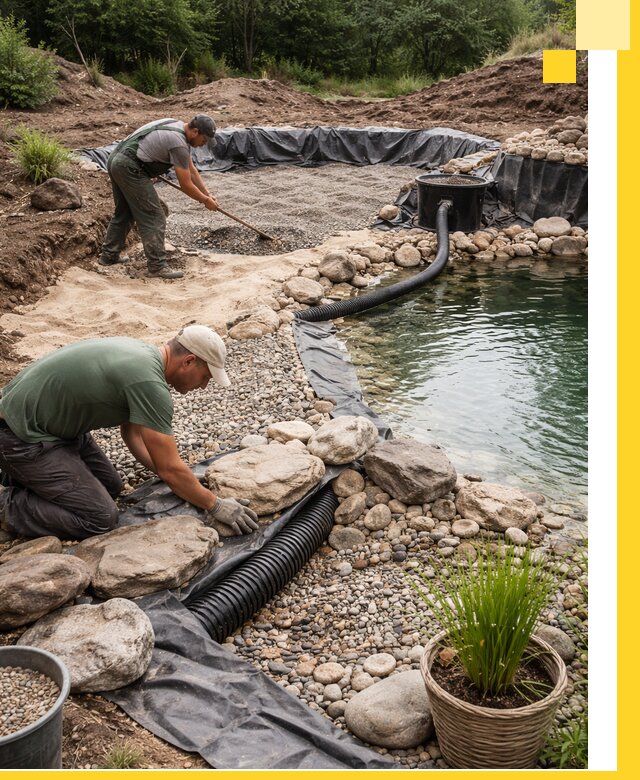 Строительство природных бассейнов и озер в Кандалакше под ключ