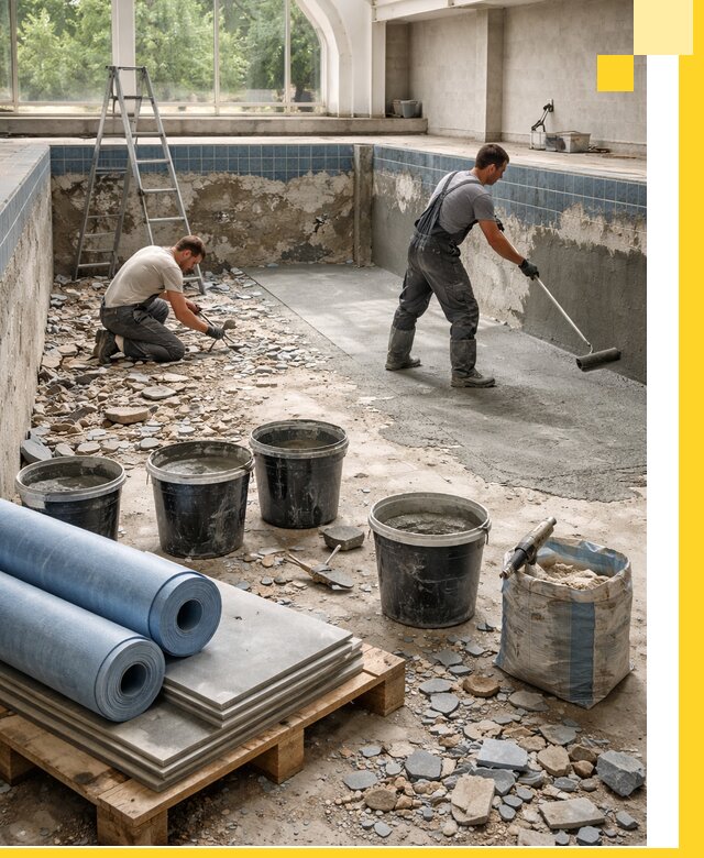 Реконструкция бассейнов в Кандалакше: ремонт, гидроизоляция