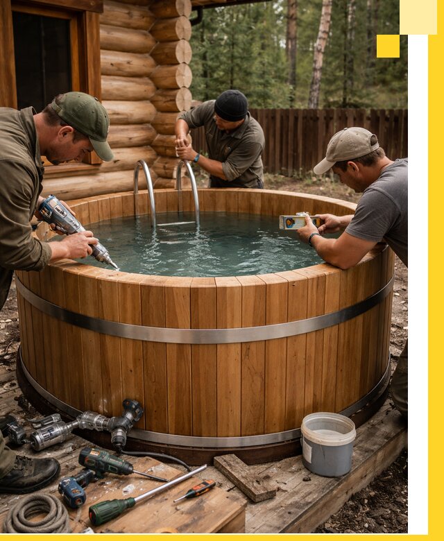 Строительство бань с купелью под ключ и отделкой в Кандалакше