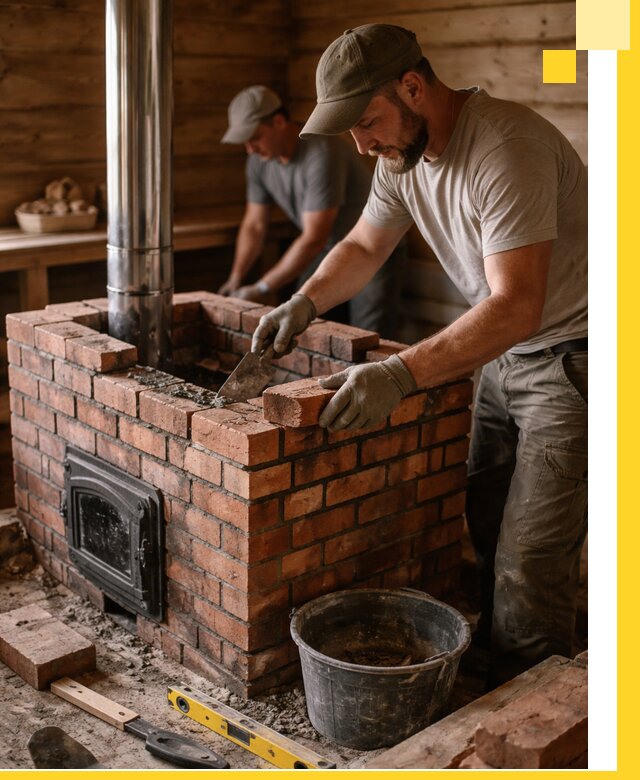 Кирпичные печи для бани под ключ в Кандалакше, проект и монтаж