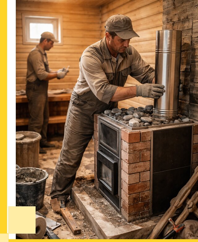 Монтаж печи в бане под ключ в Кандалакше от 20206 р. | ЭриданКнд