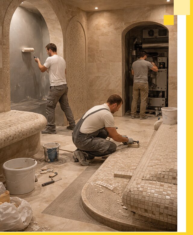 Строительство бани с хамамом и бассейном под ключ в Кандалакше