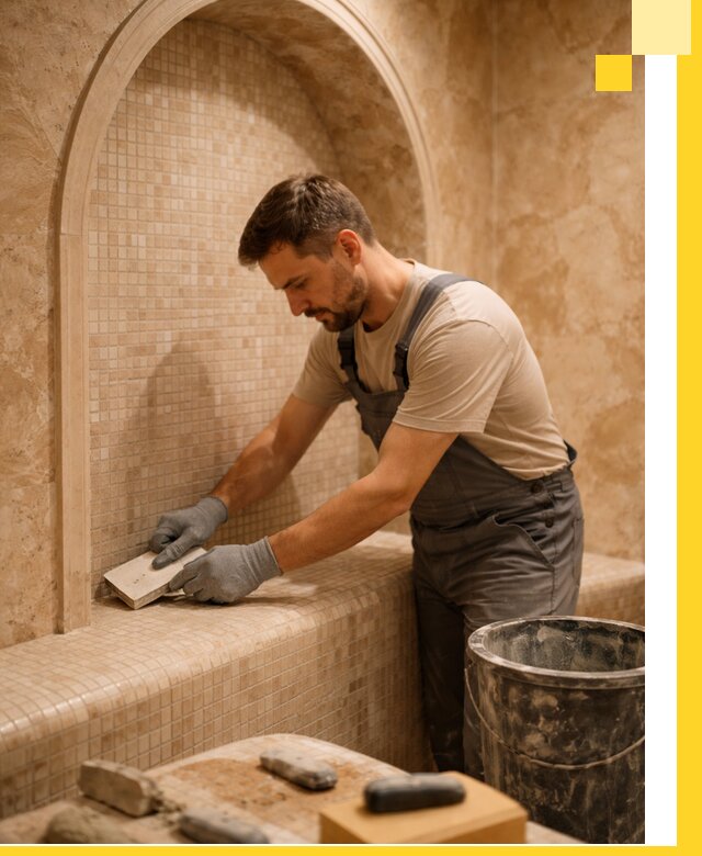 Профессиональная отделка хамамов с мозаикой под ключ в Кандалакше