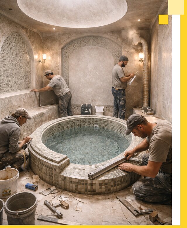 Профессиональное строительство хамама с бассейном в Кандалакше под ключ